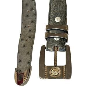 VTG 80’s Ostrich Blue/Gray Leather Frausto Mexican Custom Western Belt 36”